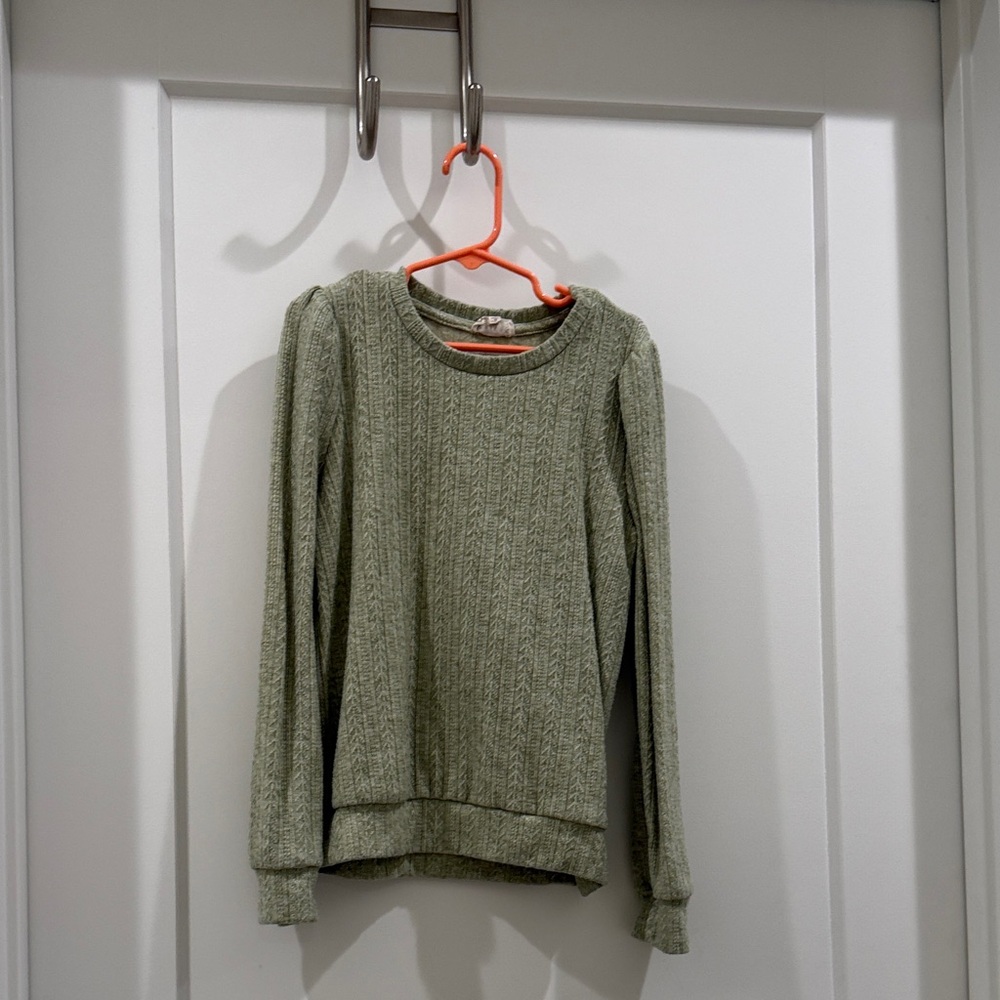 Hayden Girls Green Cable Knit Sweater